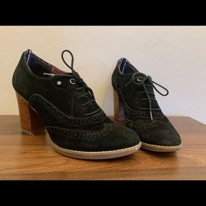Tommy Hilfiger Black Suede Oxford Ankle Booties